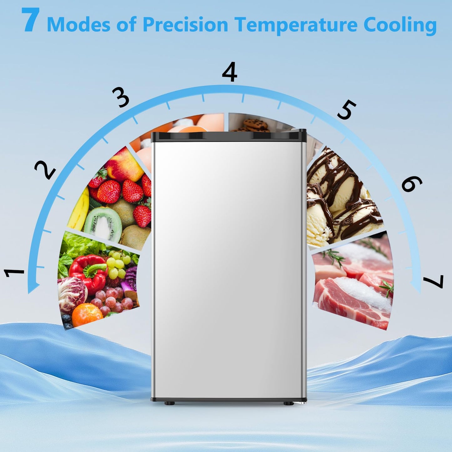 COWSAR 3.2 Cu.Ft Dorm Fridge with Freezer, Single Reversible Door Compact Refrigerator, Adjustable Thermostat, 2 Removable Shelves, Commercial Drink Fridge for Bedroom, Office, Kitchen, Dorm, Silver