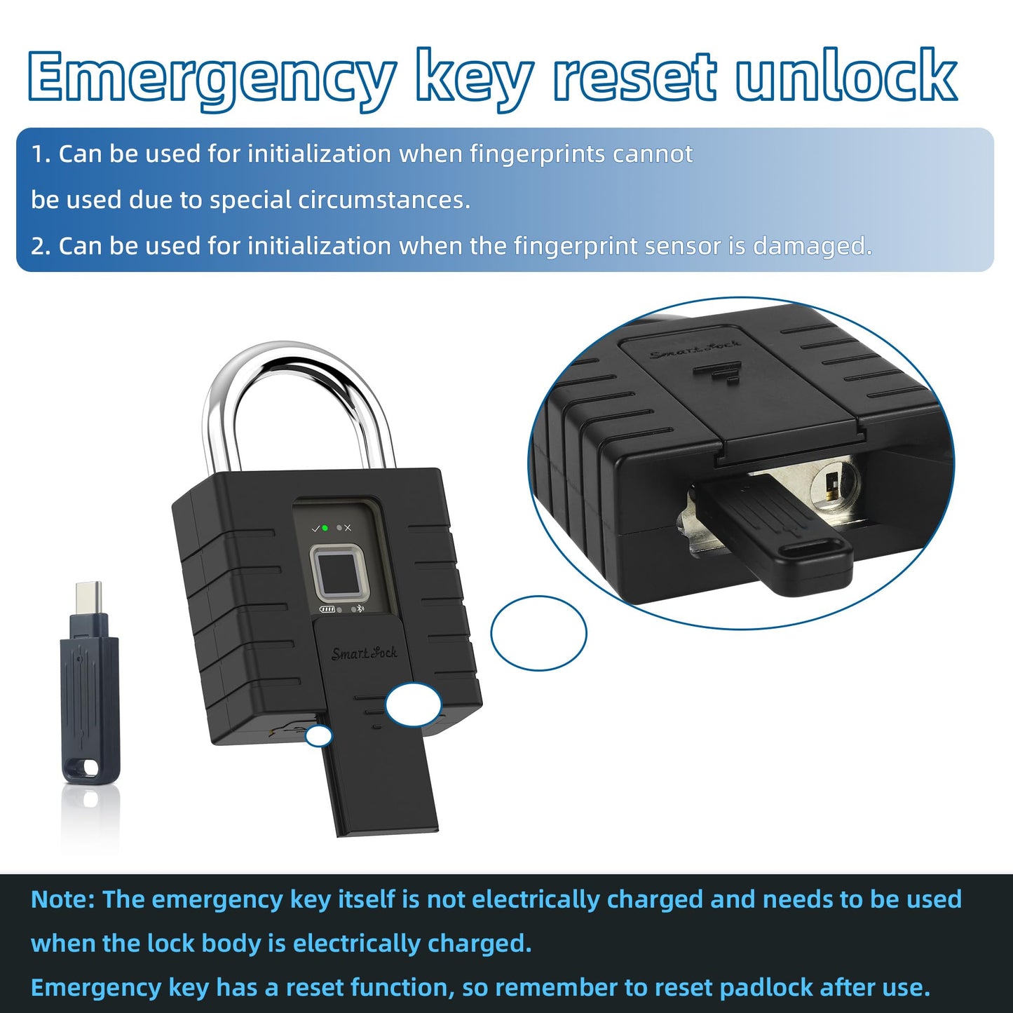 KENRONE Smart Padlock with Keys, Heavy Duty Fingerprint Padlock, Remote Authorization via Phone, with Rest Key and 2 Keys,Waterproof Padlocks for School Locker,Truck,Warehouse,Gate,Office,Door