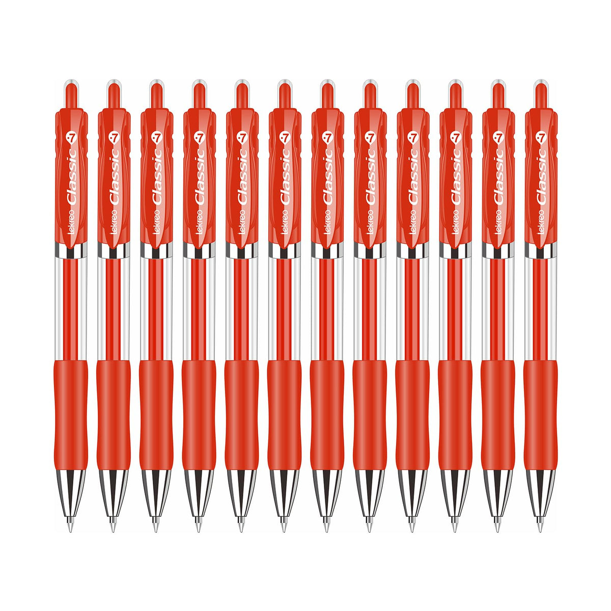 Classic Retractable Gel Roller Pens, 0.7mm Fine Point, Red Ink (Red - 12 Packs)