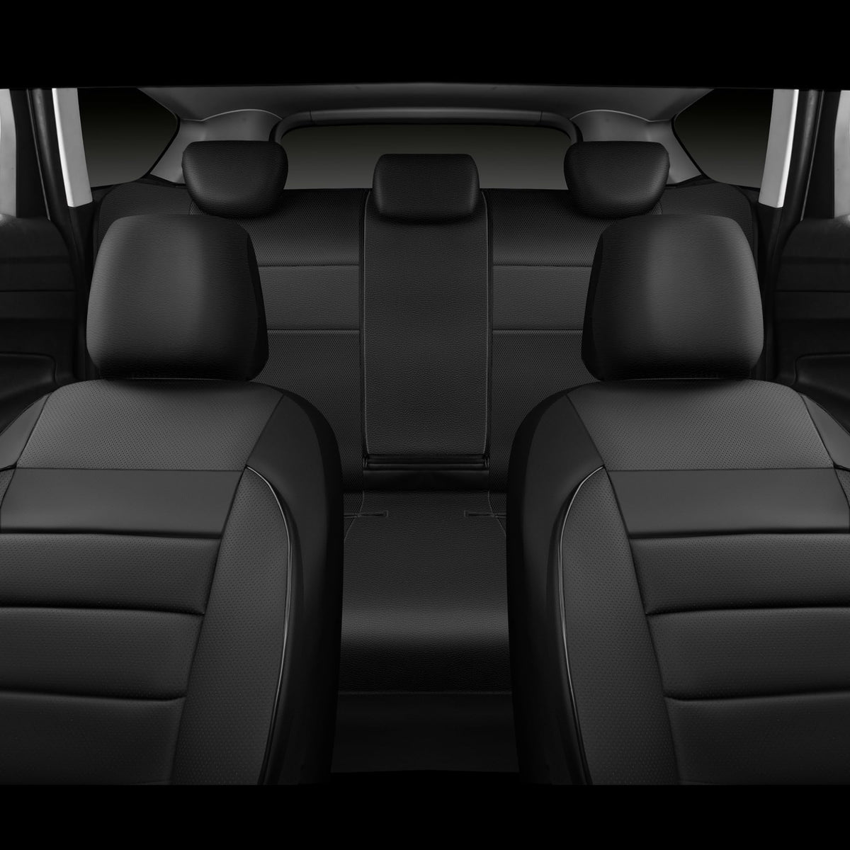 CAR PASS Leather Seat Covers Full Set Universal Water Resistant 3D Foam Back Support, Luxury Comfort Automotive 5 Seat Covers All Season Fit for SUV,Sedan,Van, Airbag Compatible Elegance(Pure Black)