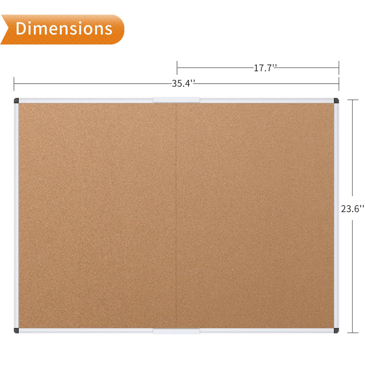 VIZ-PRO Cork Bulletin Board/Foldable Noticeboard, 36 X 24 Inches, Silver Aluminium Frame