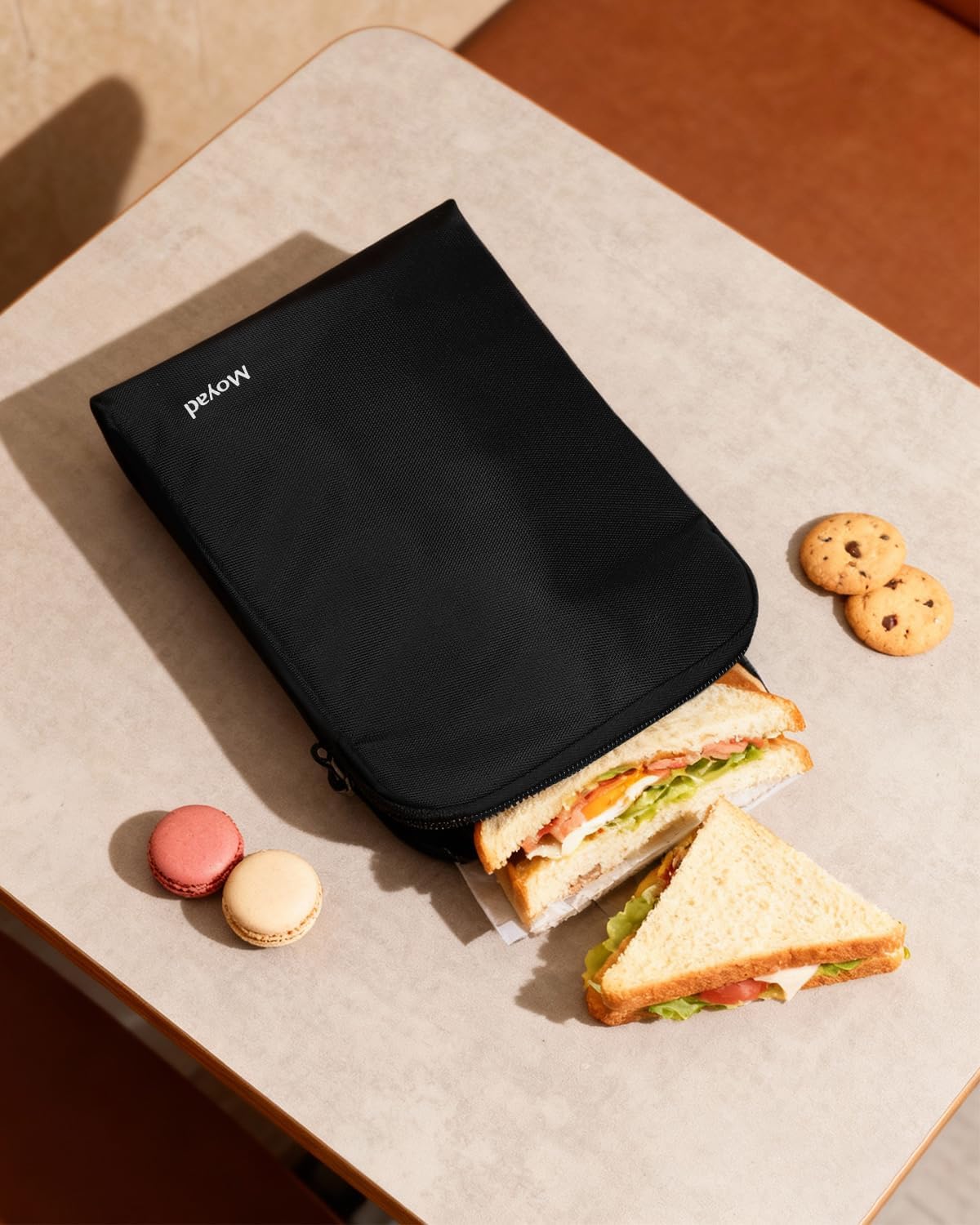 Moyad Reusable Sandwich Bags 2 Pack, Insulated Snack Bag for Lunch Bag, BPA Free Lunch Pouch for Men Women for Picnic, Travel, Office (Black)