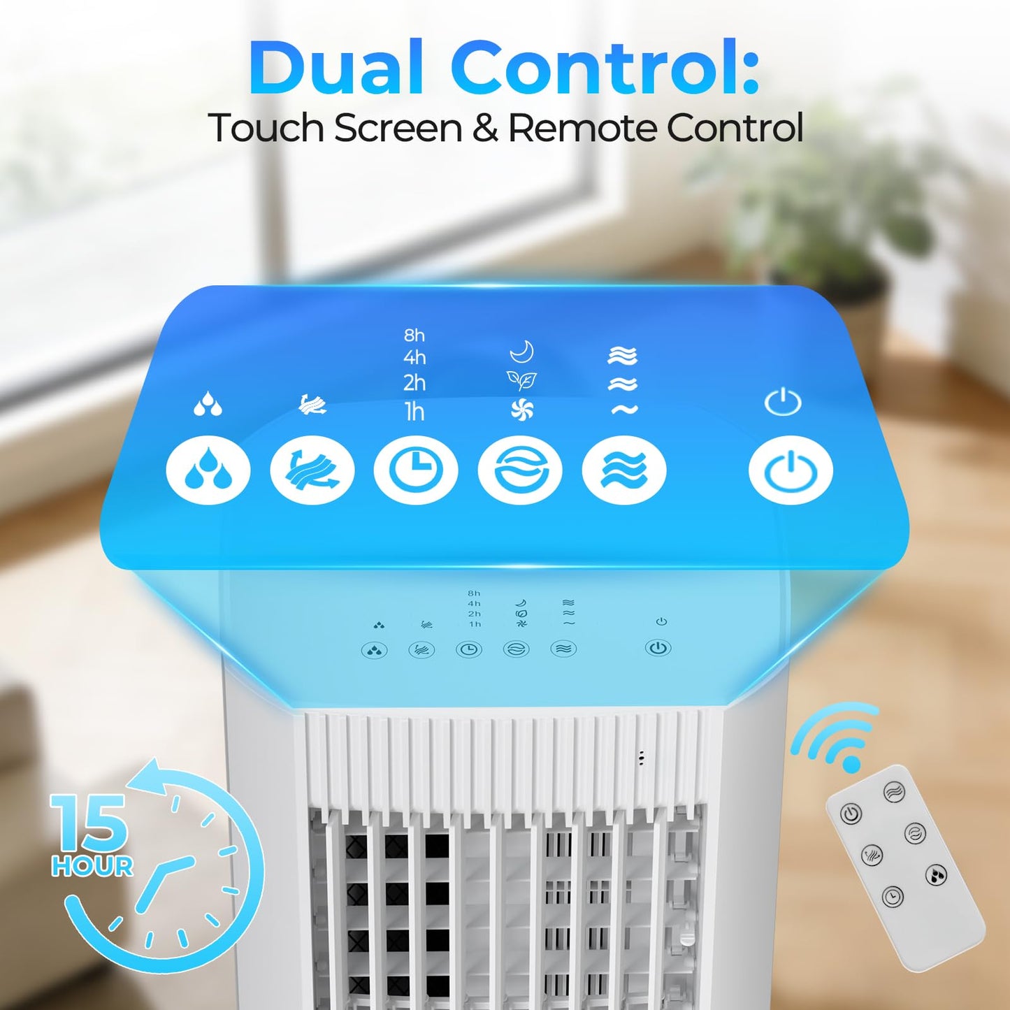 Electactic Portable Air Cooler,3 In 1 Swamp Cooler with Ice Packs,15H Timer,3 Speeds & Modes,Windowless AC for Apartments,Bedroom,Office,45dB Quiet,Pet-Friendly,White
