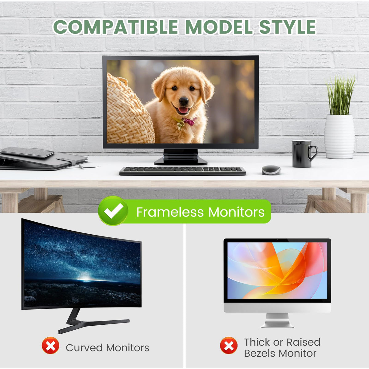 EliWhale [2 PACK] 27 Inch Removable Hanging Computer Privacy Screen for 16:9 Widescreen Monitor, Matte, Anti-Glare, Bluelight Block, Eye Health Protection, Size: 613 * 370mm