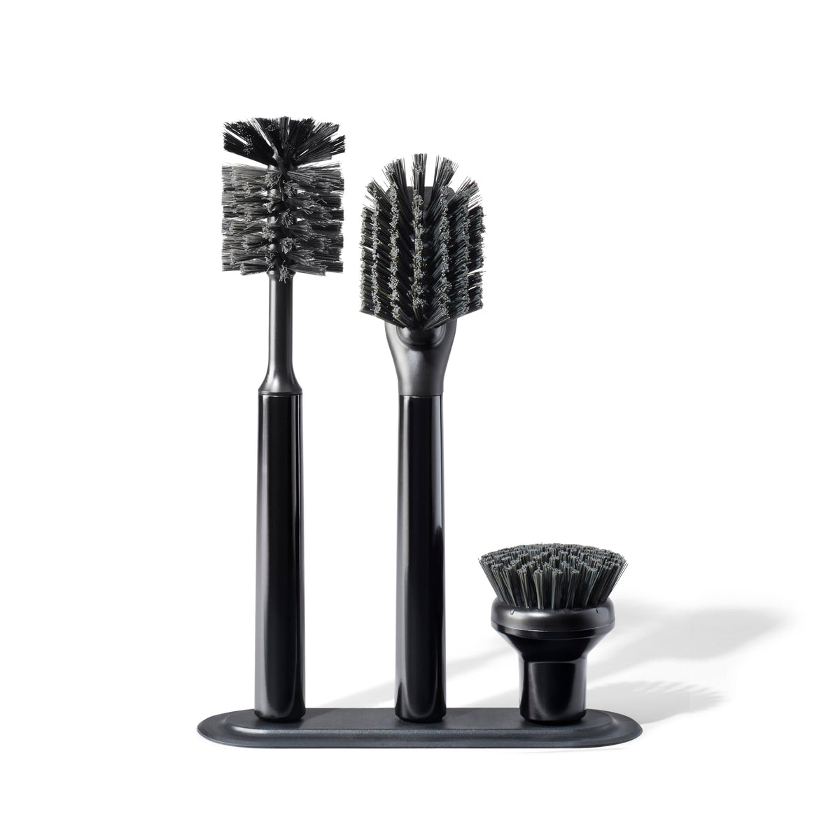 Curio Home Goods Ionic Brush Set, Magnetized to Stand Upright, Stainless Steel with Replaceable Heads, Onyx/Black