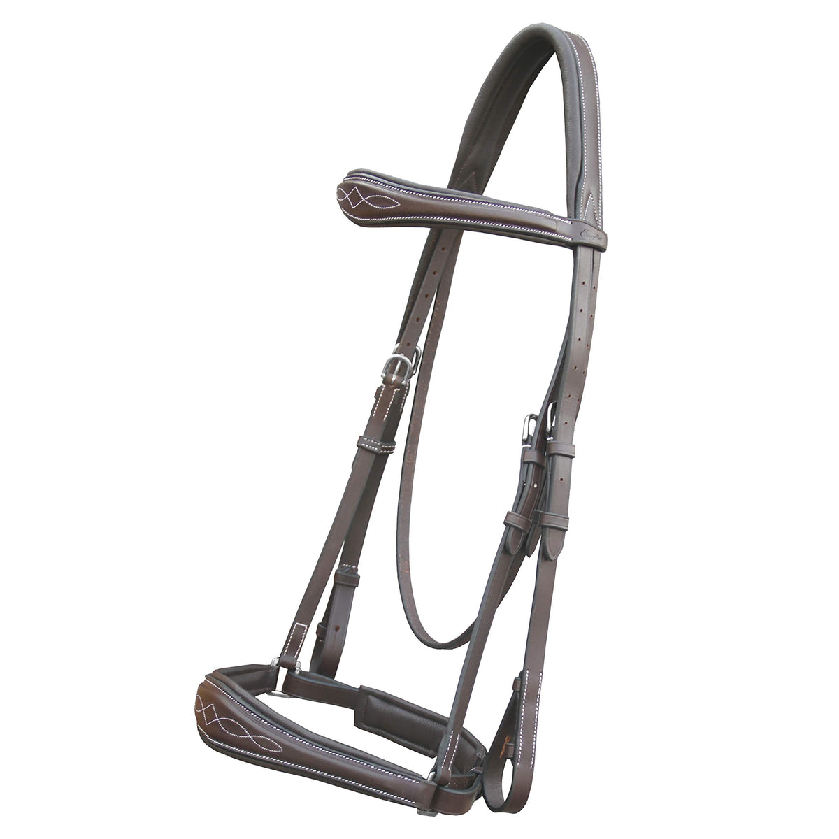 Exion Dressage Bridle for Horses – Anatomical Leather Bridle with Padded Noseband & Browband | Includes Web Reins with Hand Stoppers | Black & Brown | Cob, Full, Pony & Warmblood Sizes