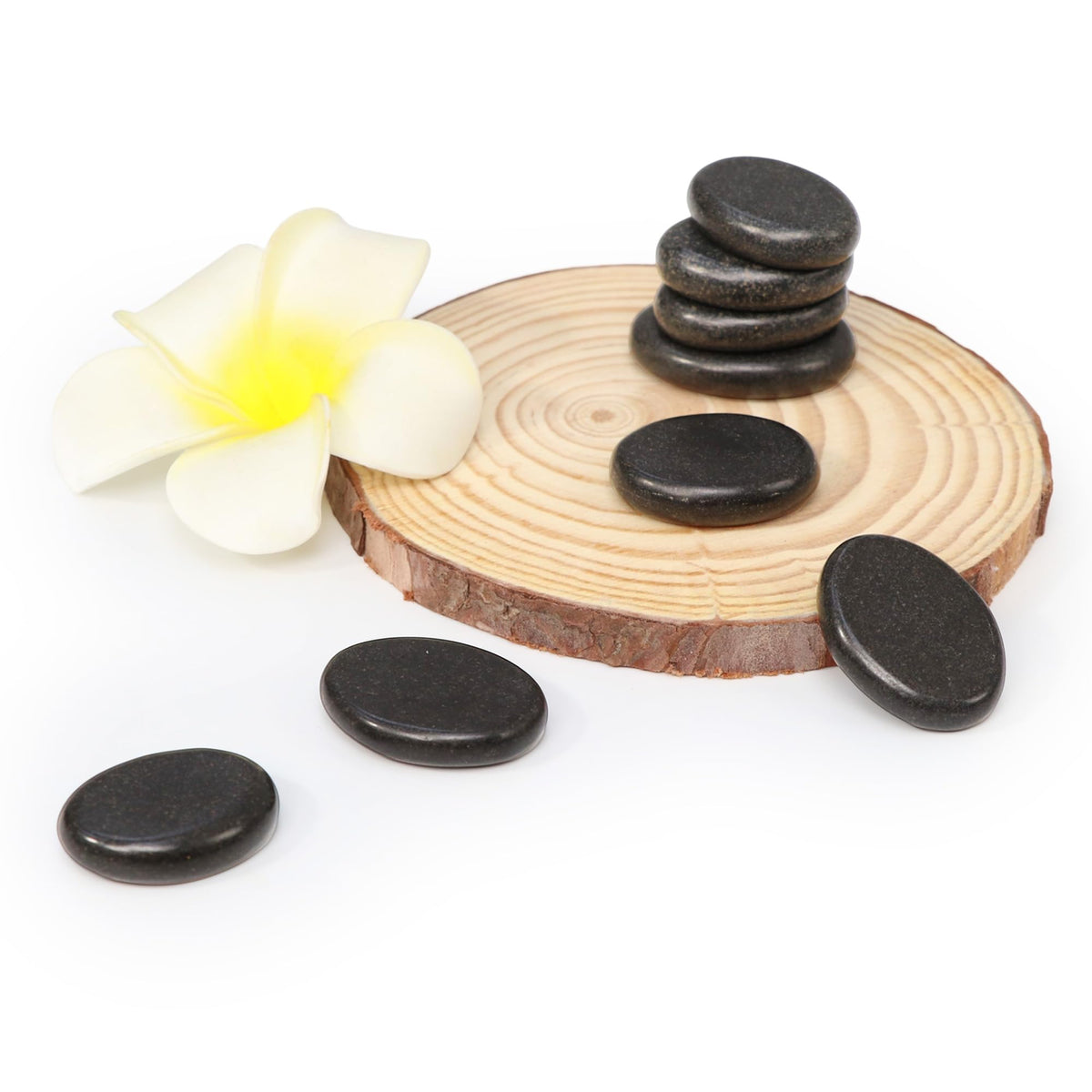 Master Massage Toes Basalt Hot Stone Pack – Beauty Facial Stones – Skin Care Heating Tools - Natural Black Basalt Massage Stone Set for Toes - 8-Piece Kit for Massage Spa, Relaxation, Healing
