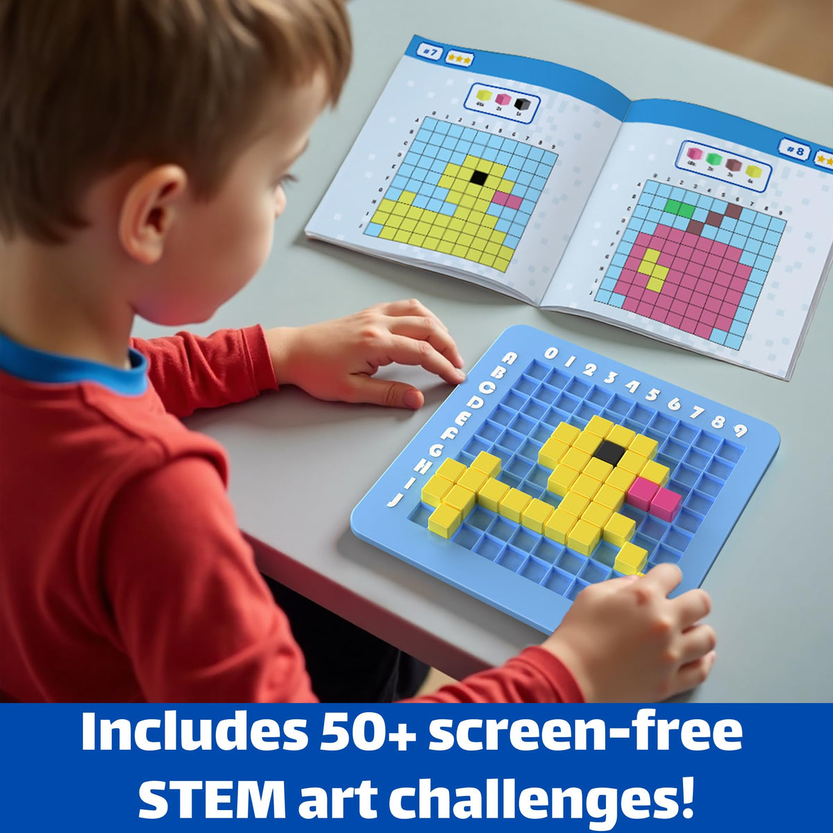 STEM Toys Pixel Art Kit for Kids - Arts and Crafts for Boys & Girls - Educational Science Kits & STEM Activities for Kids Ages 5-8-12 Gifts for 5, 6, 7, 8, 9, 10 Year Old - Brain Teasers Toy (Medium)
