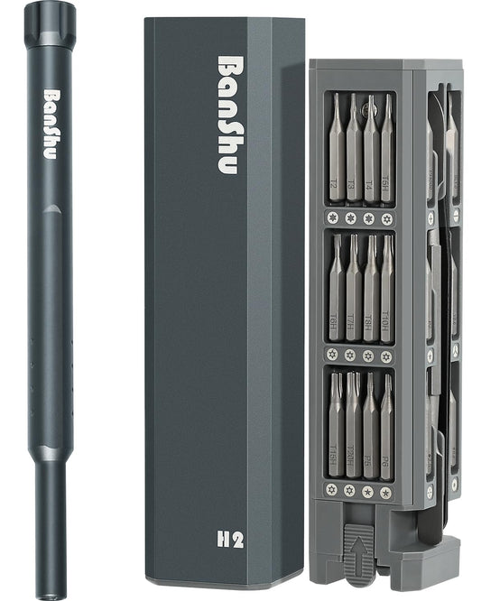 Banshu 46 in 1 Mini Precision Screwdriver Set with Metal Case, Magnetic Small Screwdrivers with Phillips, Pentalobe, Torx for Glasses, Watch, iPhone, Macbook, Laptop, Computer, PC, PS5, Jewelers, Toys