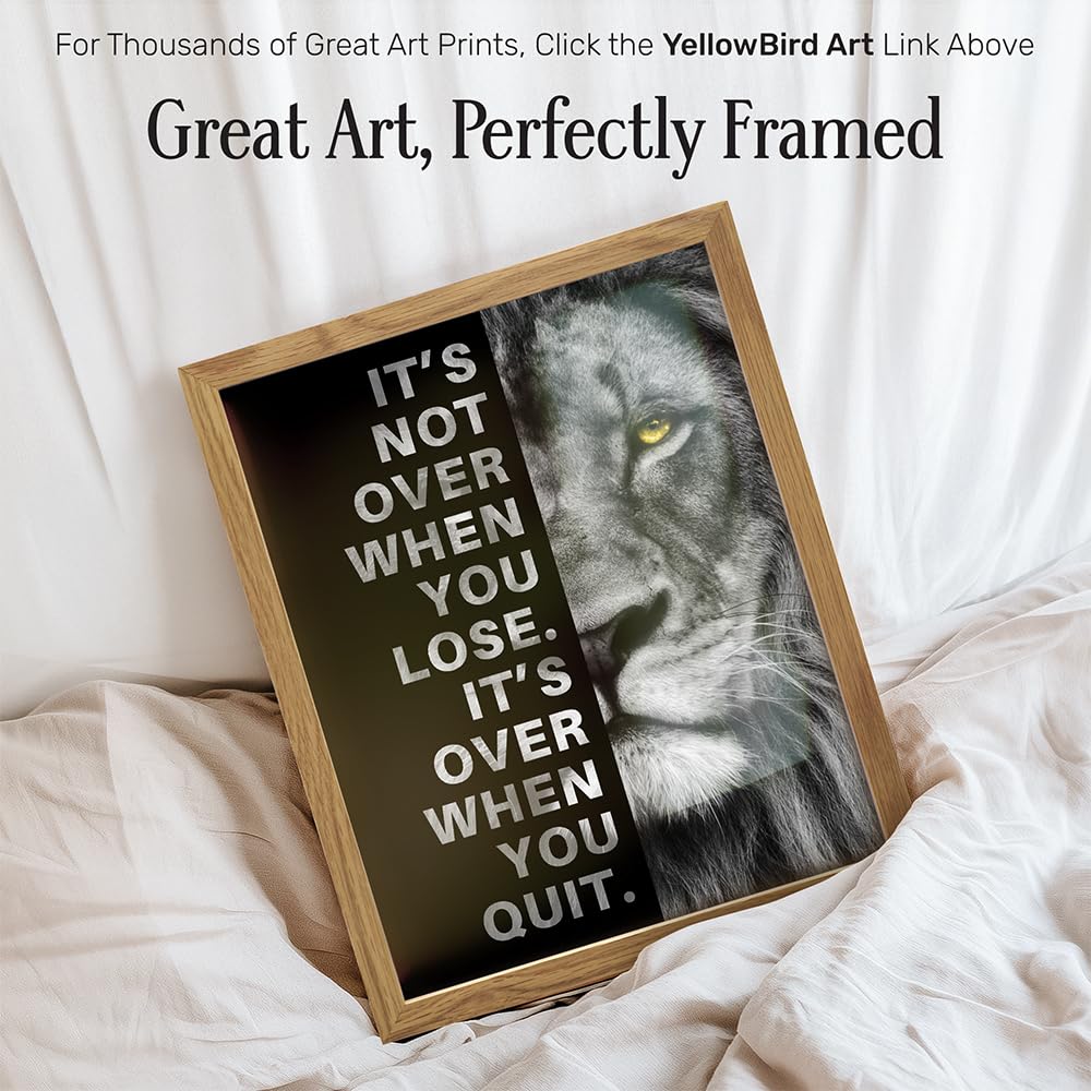 YELLOWBIRD ART & DESIGN Motivational Wall Art & Decor FRAMED - Positive Quotes - Motivational poster - Office Wall Art - Lion Wall Decor Inspiration Motivation Man cave Gym Wall Decor for Men