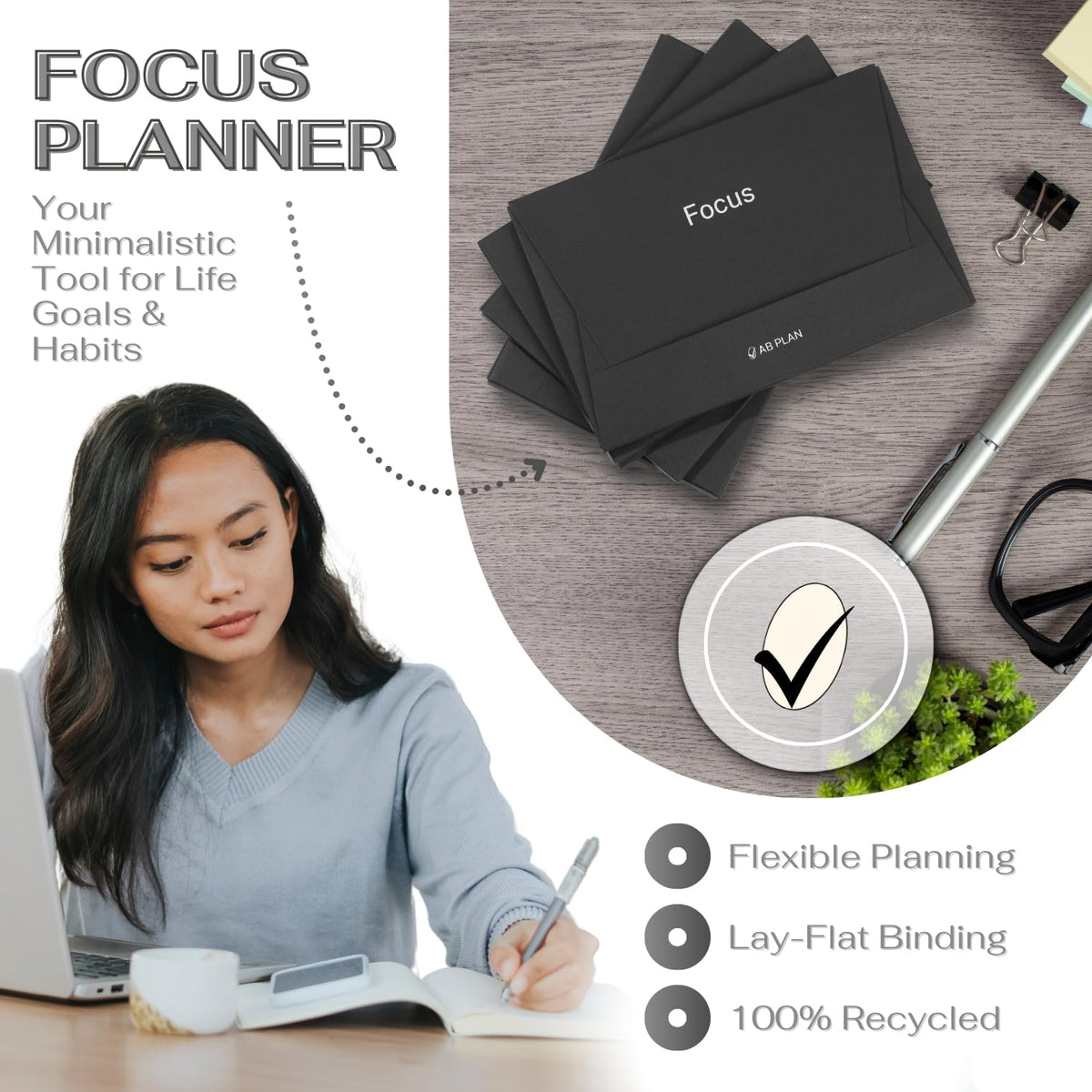 AB Plan Weekly Planner – Hardcover Monthly Planner Habit Tracker – Goal Setting Daily Journal Undated Planner for Women, Men – Ultra-Thick Paper Day Planner For Notes, Organizing, Sleep Habit