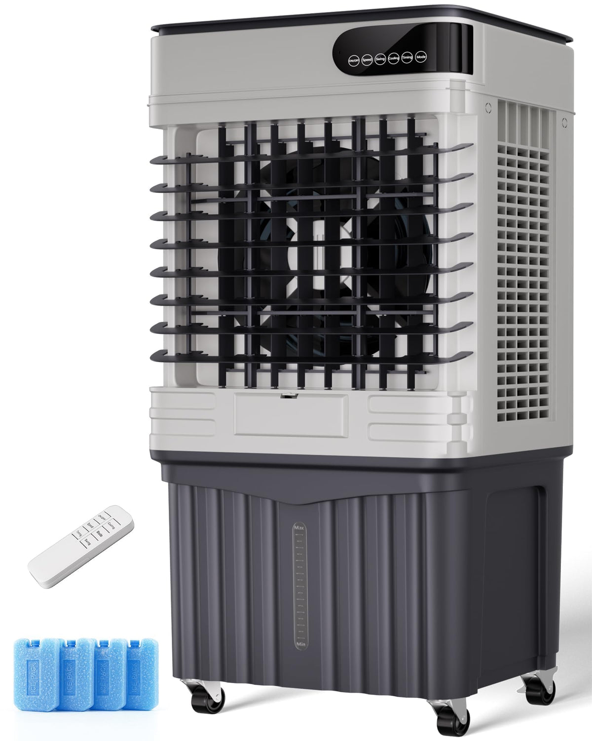 Uthfy Swamp Cooler, 36 Inch Evaporative Air Cooler with 8 Gal Water Tank, 2500 CFM, 120° Oscillation, 3 Modes & 3 Speeds, Remote, 12 H Timer, 4 Ice Packs, Portable Air Conditioner for Indoor