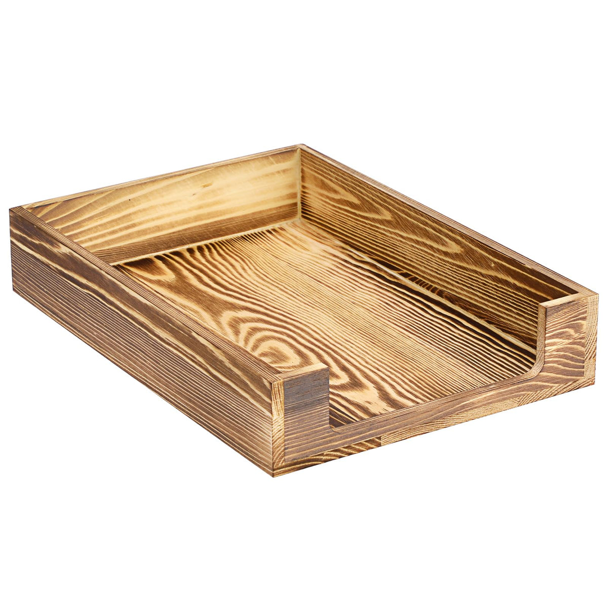 BTSKY Wood Letter Tray Front-Load Document Organizer for Office Desktop Organizer - Desk Magazine, File Folder, Paper Holder - Stackable Paper Document File Tray, 1 Pack