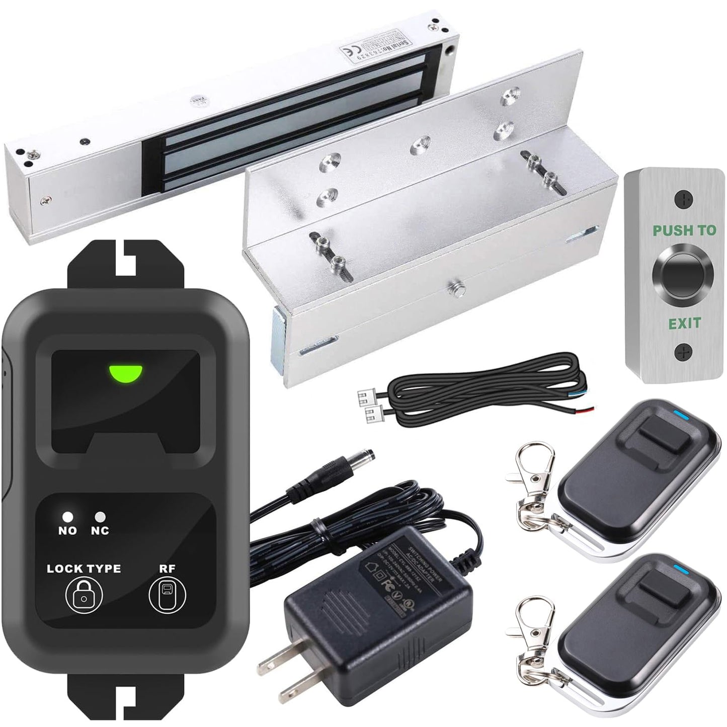 UHPPOTE Remote Door Access Control System 600Lbs Electromagnetic Lock Kit with Z&L Bracket for Inswinging Door