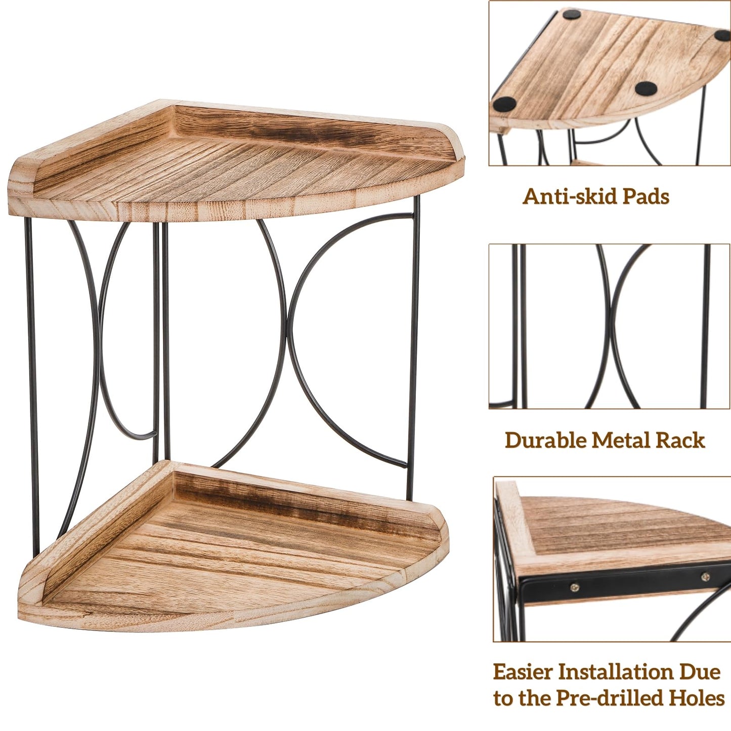 Goaste 2-Tier Bathroom Counter Organizer, Wood Vanity Corner Shelf, Skincare Storage Standing Tray, Kitchen Countertop Spice Rack, Makeup Perfume Holder for Bathroom Organization, Dresser, Kitchen