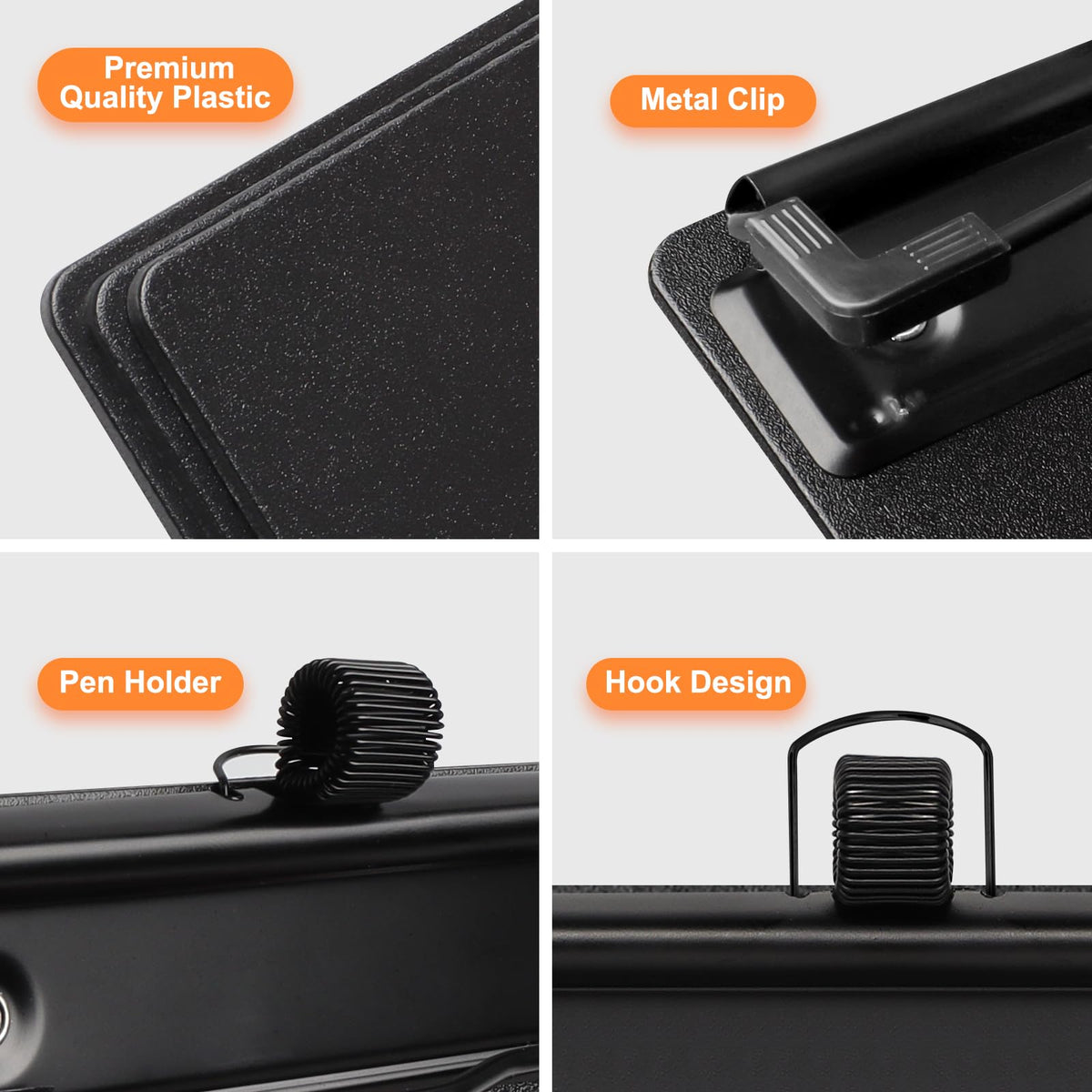 SBYURE 6 Pack Black Plastic Clipboards with Pen Holder A7 Size Small Clip Boards with Metal Clip Mini Clipboards in Bulk for Office, Restaurant,School and Laboratory