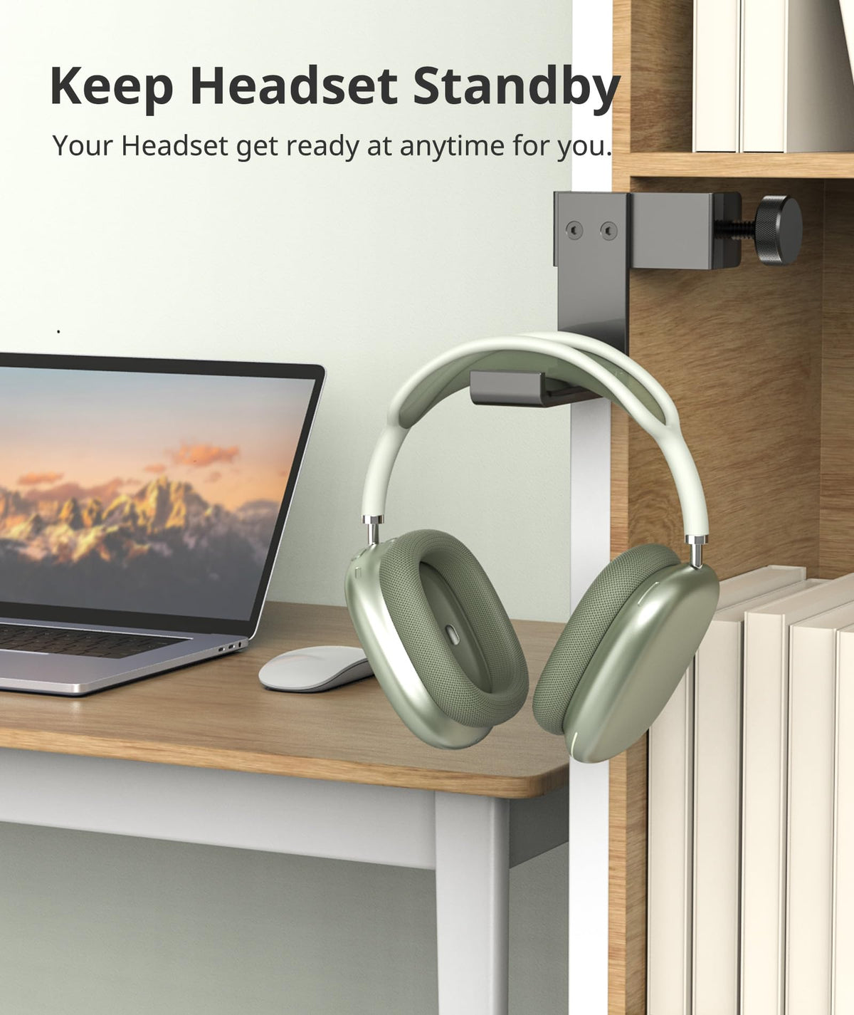 Headphone Stand for Desk – Aluminum Headset Stand with Foldable Hook, Headphone Holder Clamp Mount for Gaming Accessories, Space-Saving Under Table Headset Hanger