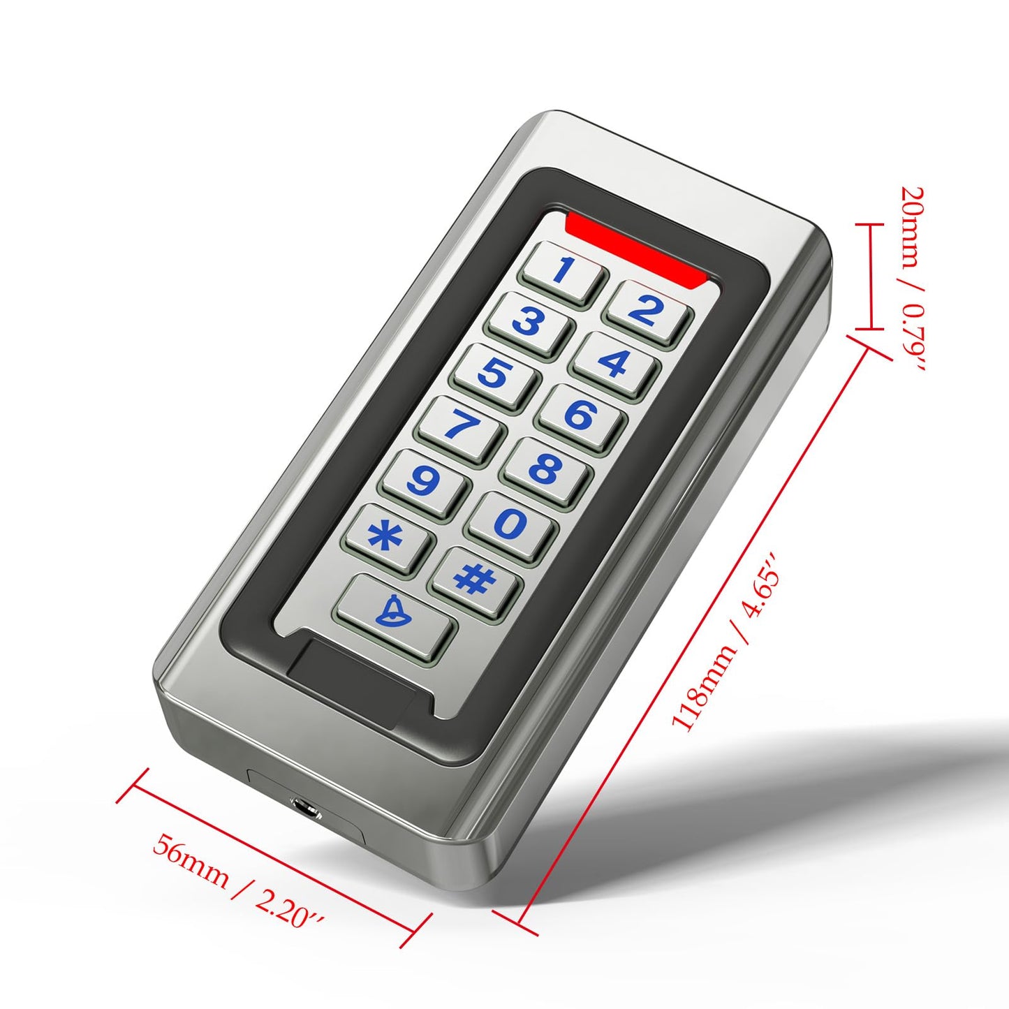 Door Access Control Keypad, Stainless Steel Outdoor IP68 Waterproof, 2000 Users, Wiegand 26-bit Input / Output, Tuya App Remote Control, RFID Card & PIN Code Entry, Doorbell Button