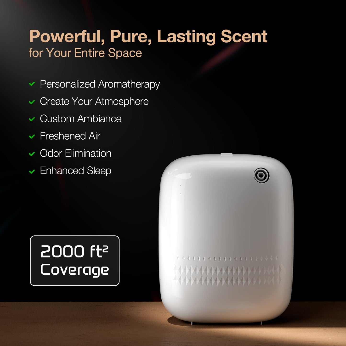 Airversa Waterless Essential Oil Diffuser for Home Large Room and Commercial Use, Up to 2000 sq ft, App Control Cold Air Diffuser, 400mL, DC-12V/1A Plug in Wall, Smart Scent Air Machine, ANW-White