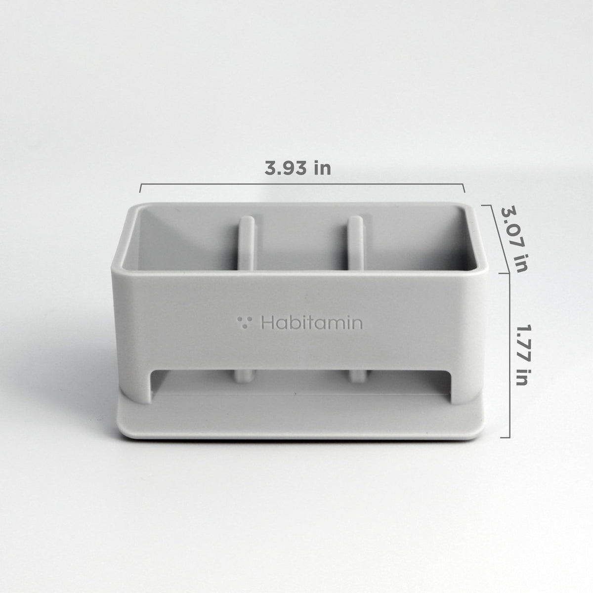 Habitamin Self-Draining Soap Dish – Fast Drying Soap Holder with 3 Suction Cups, Prevents Soap Melt & Water Buildup for Shower, Bathroom & Kitchen (Light Gray)