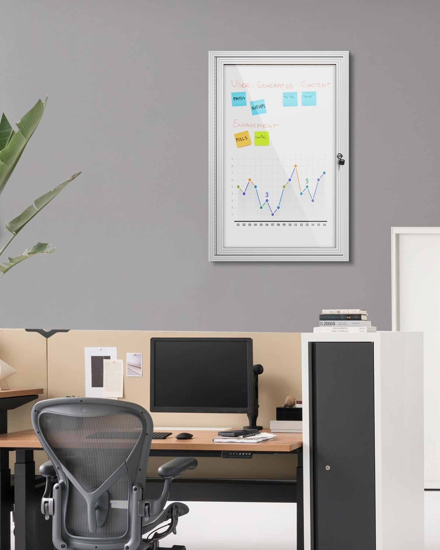 Mifuro 36"x24" Enclosed Bulletin Board, Outdoor Lockable Weather-Resistant Aluminum Noticeboard for School & Office, Silver Frame w/Magnetic Board