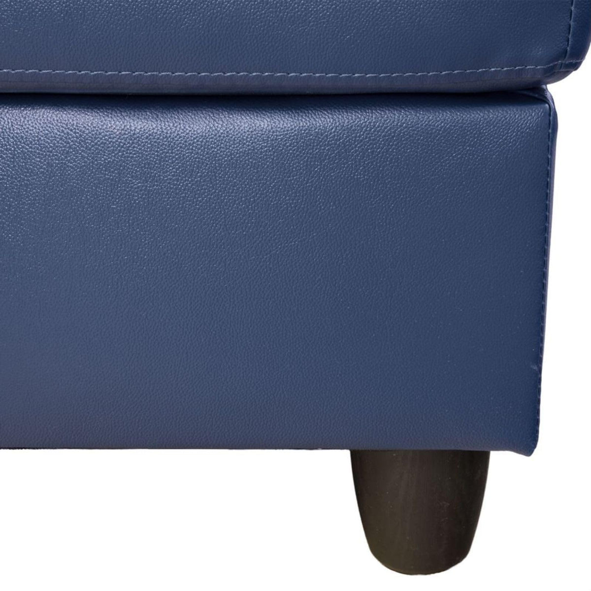 UOCFYK L-Shaped 3-Piece Semi PU Synthetic Leather Sofa with Storage Ottoman Set, Sectional Couch Sofa Set for Living Room, Office, Small Space, Blue