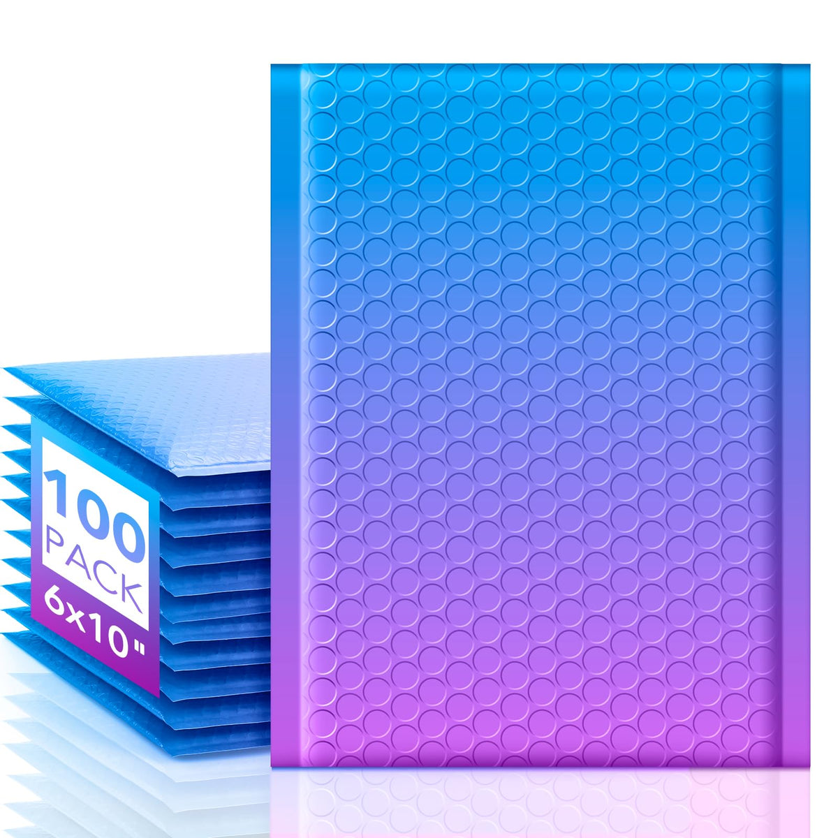 Fuxury Cute Design Bubble Mailers 6x10" 100 Pack Opaque Padded Envelopes Usable Size 6x9" Self Seal Pattern Shipping Envelopes for Mailing Jewelry Makeup Cards #0 Thick Bubble Padded Mailer BluePurple