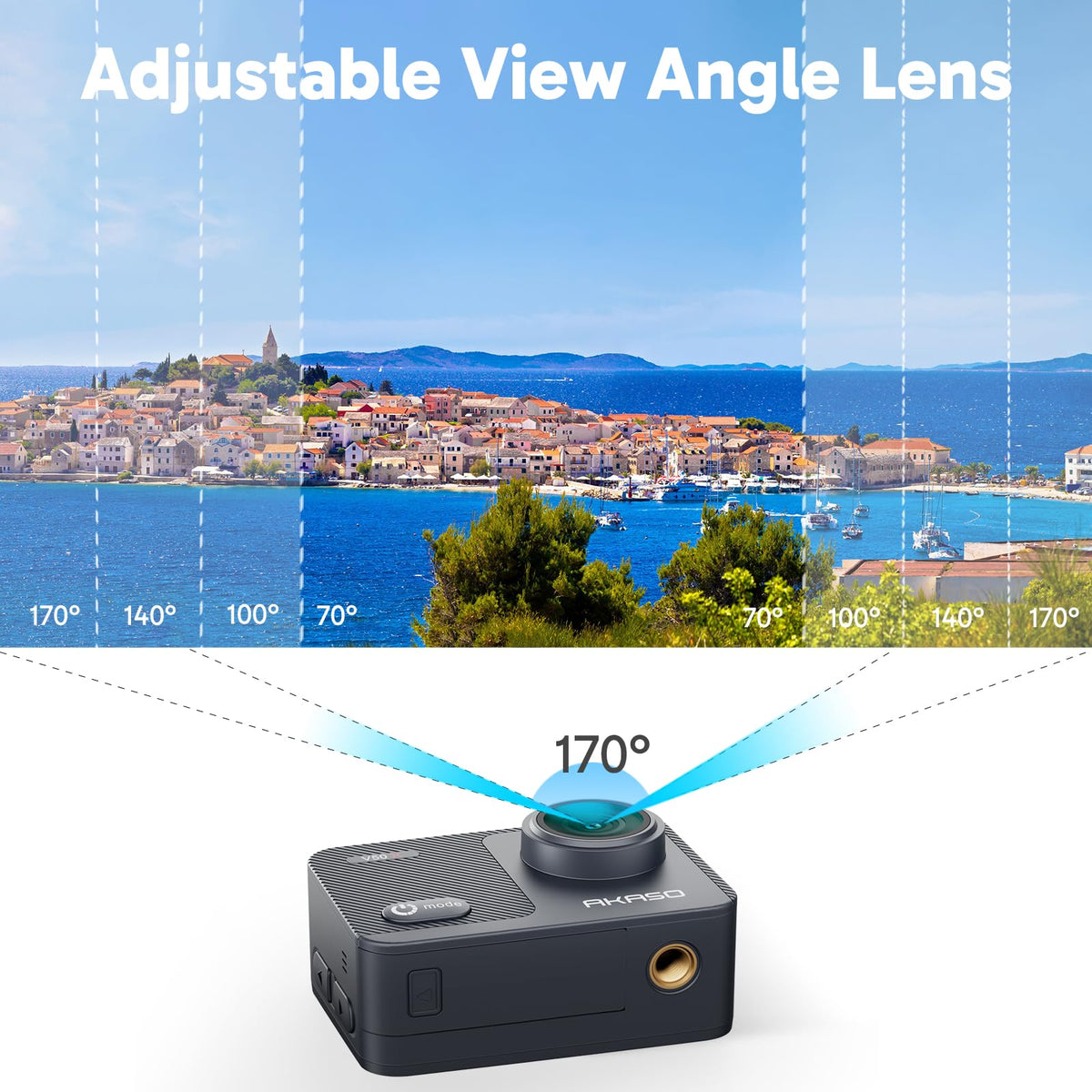 AKASO V50X Native 4K30fps WiFi Action Camera with EIS Touch Screen 4X Zoom 131 feet Waterproof Camera Support External Mic Remote Control with Helmet Accessories (Without 64GB MicroSD Card)