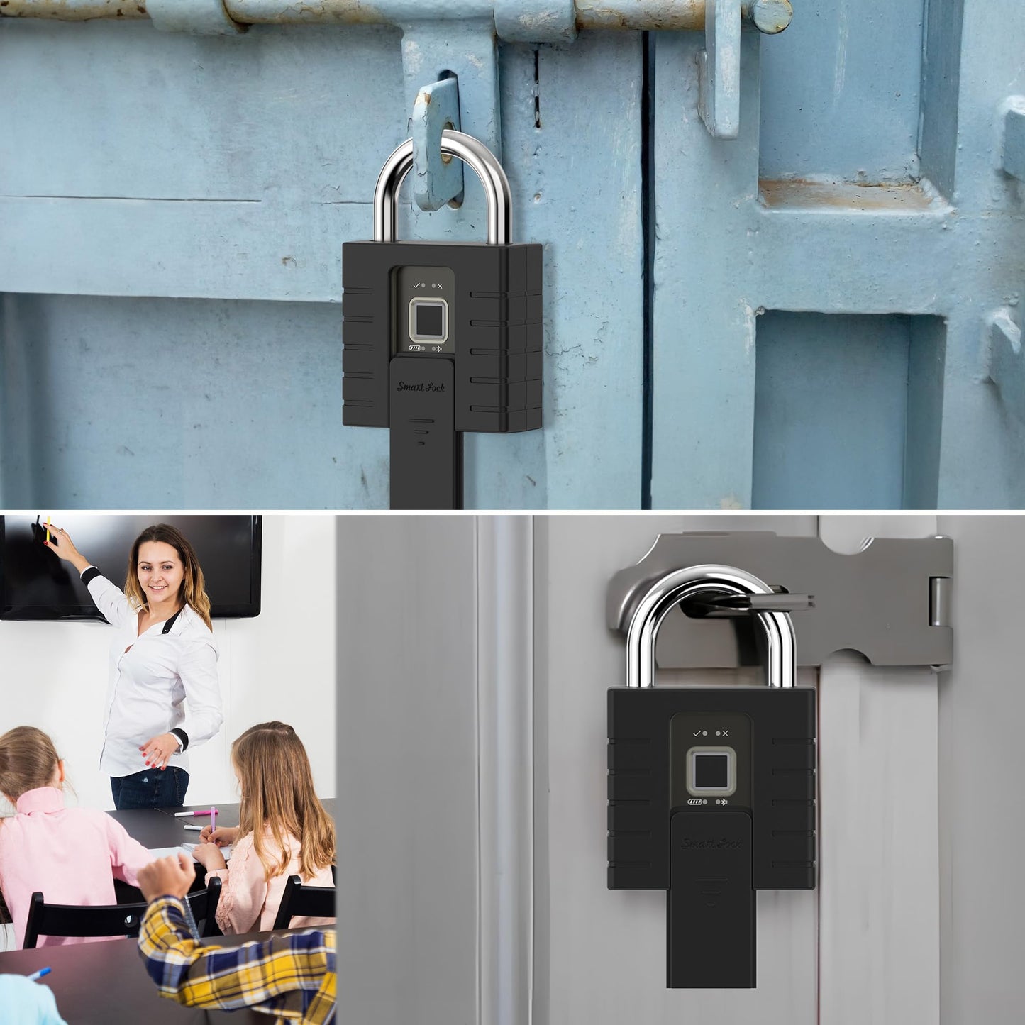 KENRONE Smart Padlock with Keys, Heavy Duty Fingerprint Padlock, Remote Authorization via Phone, with Rest Key and 2 Keys,Waterproof Padlocks for School Locker,Truck,Warehouse,Gate,Office,Door