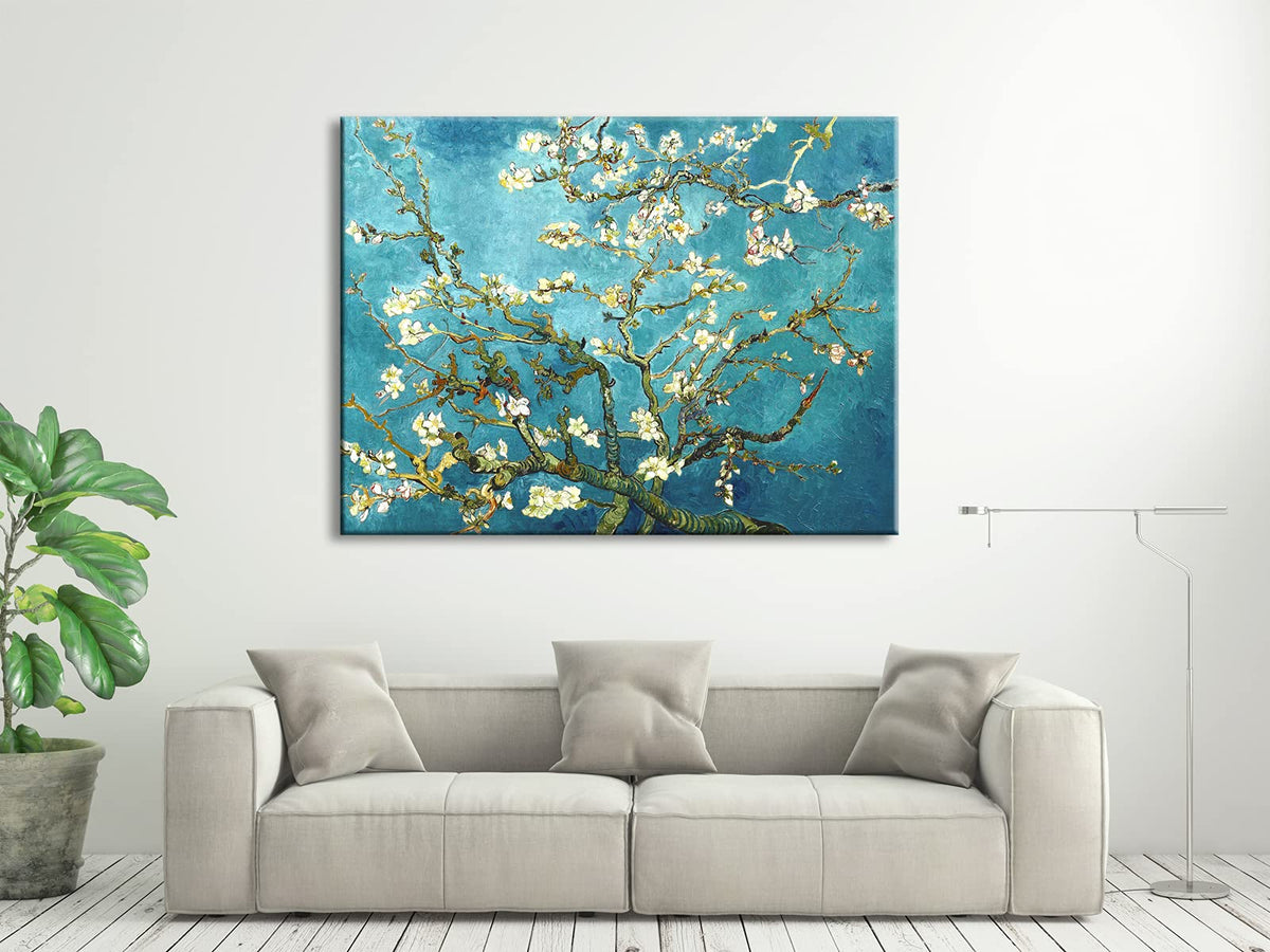 Wieco Art Huge Gallery Wrapped Giclee Canvas Print by Classic Van Gogh Reproductions, Almond Blossom Modern Canvas Wall Art Ready to Hang for Living Room Bedroom Home Office Decorations