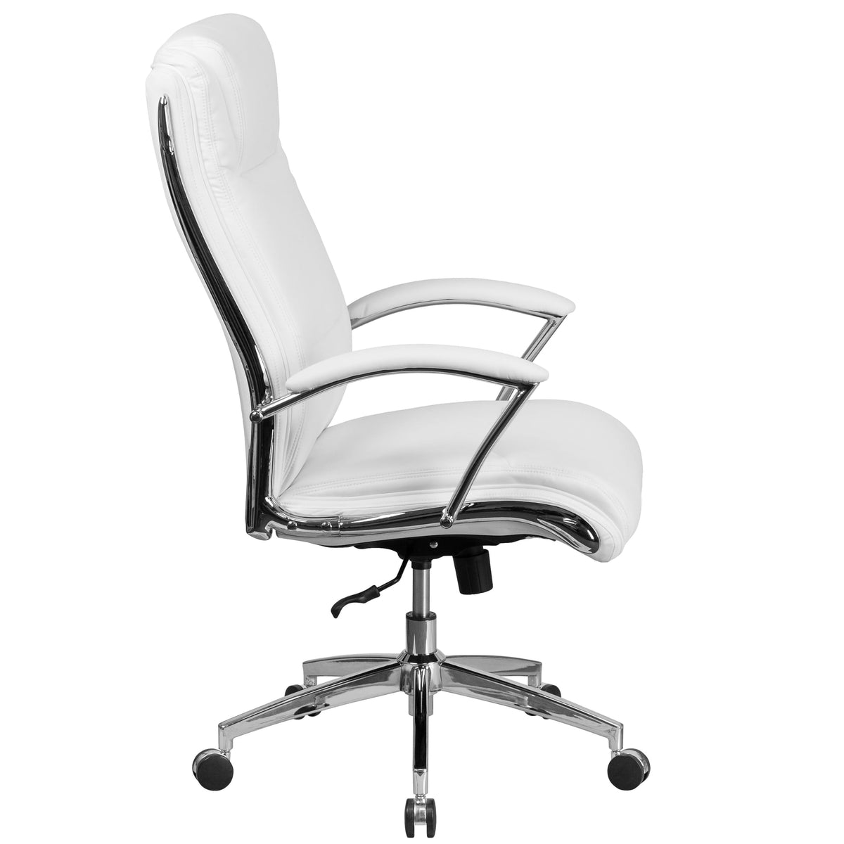 Flash Furniture Rebecca High Back Designer White LeatherSoft Smooth Upholstered Executive Swivel Office Chair with Chrome Base and Arms