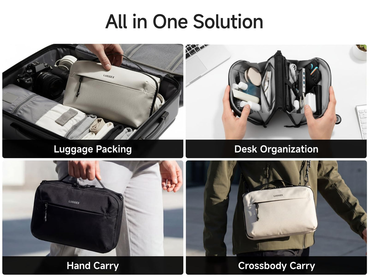LUGGEX Electronics Organizer Travel Case, CBX01 Tech Bag with Magnetic Closure, Water Resistant Cable Organizer Bag for Business Travel, Tech Pouch for Cords, Chargers, Phone & Gadgets Accessories