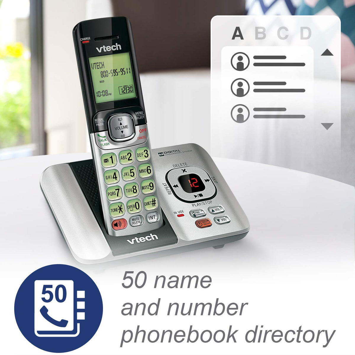 VTech CS6529-4B 4-Handset Cordless Phone with Answering Machine, Caller ID/Call Waiting, DECT 6.0 System, Wall Mountable