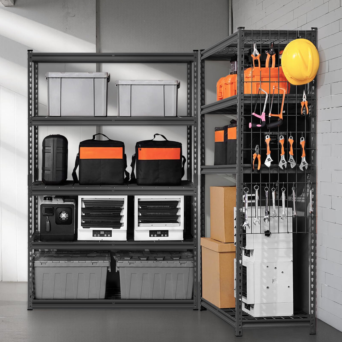 VEVOR Storage Shelves, 2500 lbs, 5 Tier Heavy Duty Garage Shelving, 18" D x 48" W x 72" H Adjustable Metal Shelves for Industrial Shelving Unit Utility Shelf, for Kitchen, Warehouse, Basement, Black