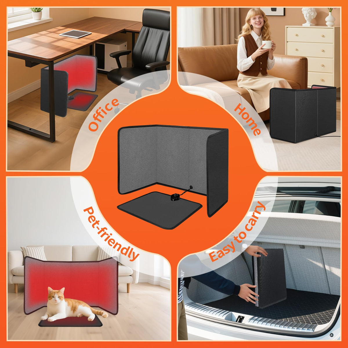 SoliSnug Under Desk Heater Foldable, Quiet Space Heater for Office with Timer, 8 Temp Levels, Auto Shut Off, Energy Efficient, Portable Foot Warmer