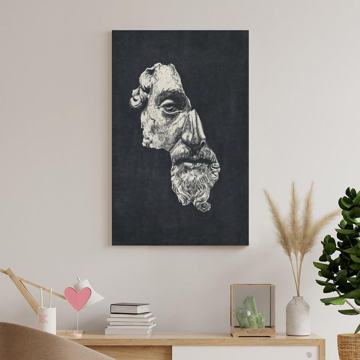 Marcus Aurelius Antoninus Ink Dark Stoic Philosophy Portrait Canvas Printing Wall Art Prints Wall Decor Posters Scandinavian Bohemian Living Room Bedroom Office Study 16x24inch(40x60cm)