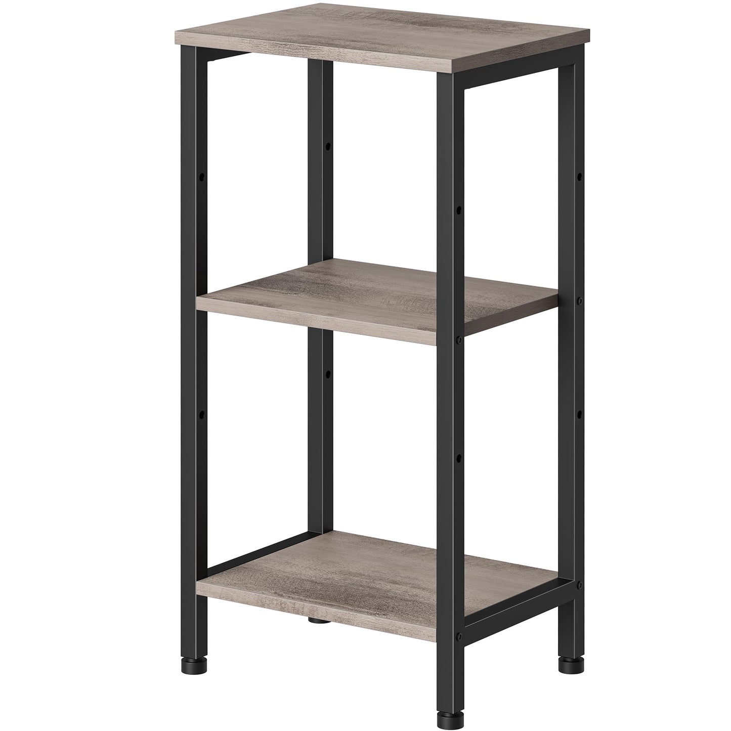 Asgolion Small Grey Side Table, Tall End Table with Adjustable Shelf for Living Room, Grey Nightstand, Accent Table Stand for Home Decor, Office, Greige