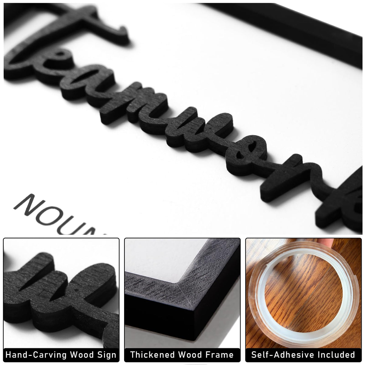 3D Wood Office Wall Art, Framed Inspirational Teamwork Wall Art, Motivational Quotes Wall Decor for Office Break Conference Room (Set of 6, Framed, Ready to Hang)