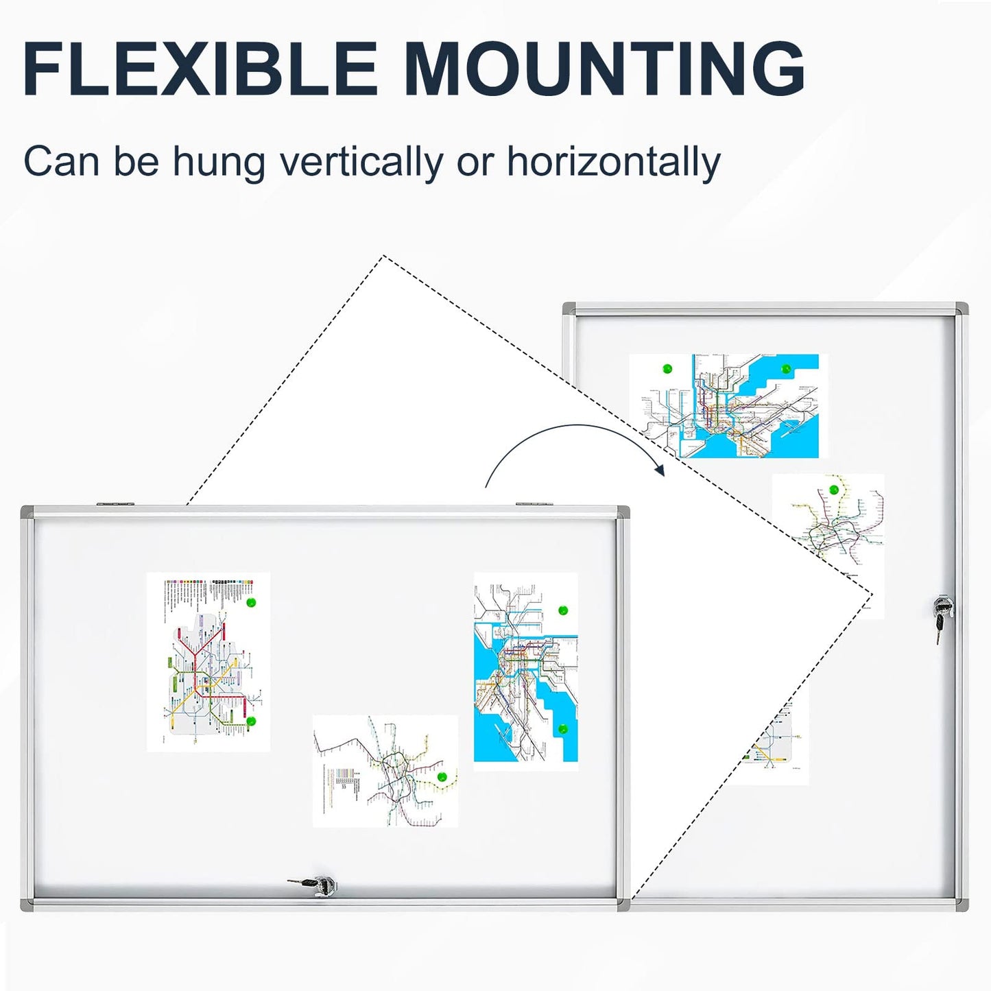 BEST BOARD Lockable Magnetic Enclosed 36 × 24 Inches Dry-Erase whiteboard, Tamper-Resistant wall-Mounted Display White Board, Aluminum-Framed Window (White)