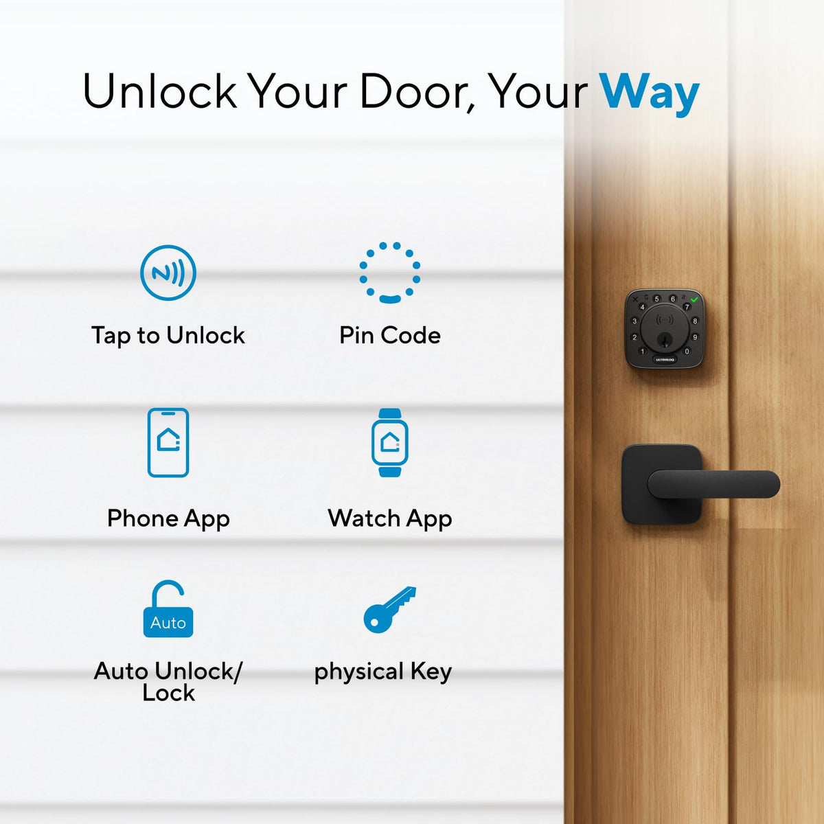 ULTRALOQ Bolt NFC Smart Lock, Tap to Unlock with Apple Home Key and Android NFC, Built-in WiFi Deadbolt, App Remote Control, Auto Lock, Works with Apple HomeKit, Alexa, Google, BHMA Certified