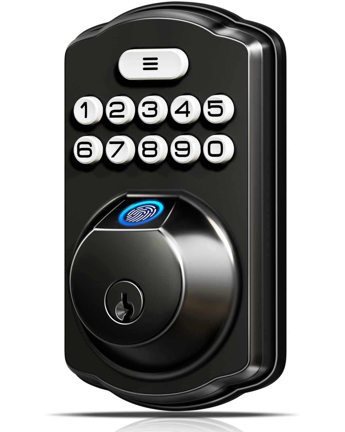 Veise KS02A Fingerprint Keyless Entry Door Lock, Auto Lock, Electronic Keypad Deadbolt for Front Door, Biometric, Anti-Peeping Password, Easy Install, Matte Black
