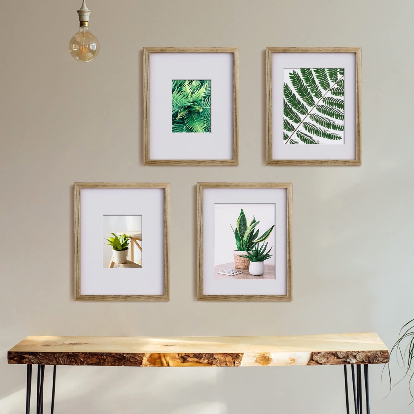 Egofine 11x14 Picture Frames with Plexiglass, Display Pictures 5x7/8x10 with Mat or 11x14 Without Mat Set of 4 for Tabletop and Wall Mounting, Carbonized Brown