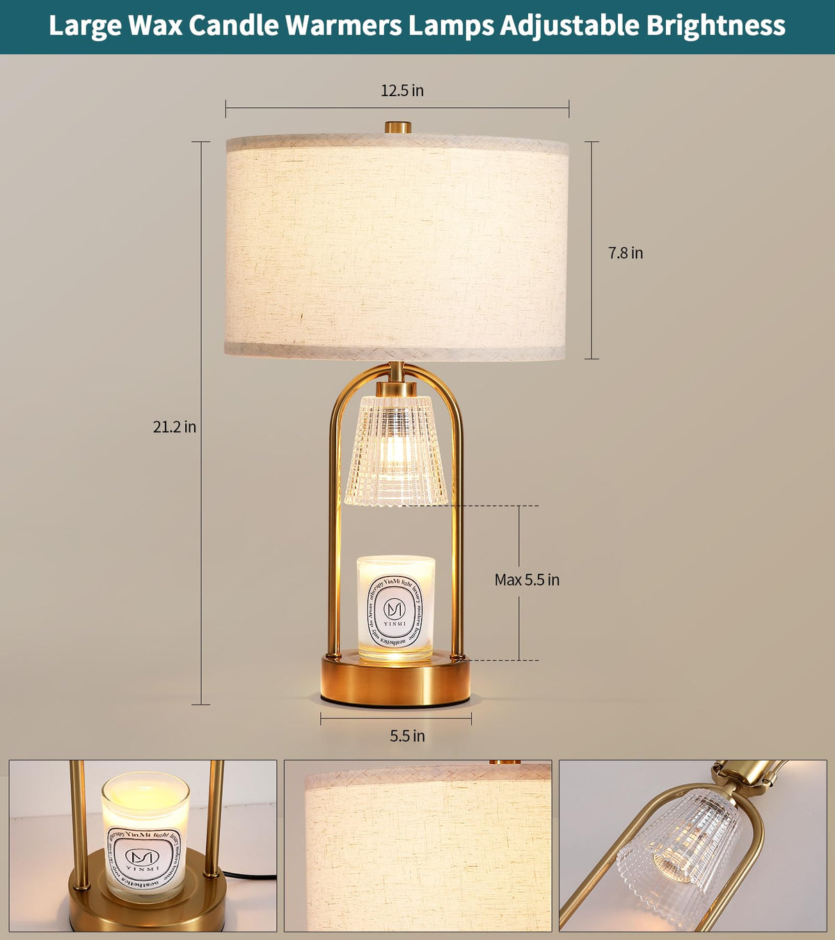 ANANAN 2-in-1 Table Lamp Candle Warmer Lamp with Timer & Dimmer,Large Wax Melt Warmer Modern Bedside Lamp for Bedroom Living Room Home Decor Birthday Gifts for Women D12.5 x H21.2“ Bulbs Included