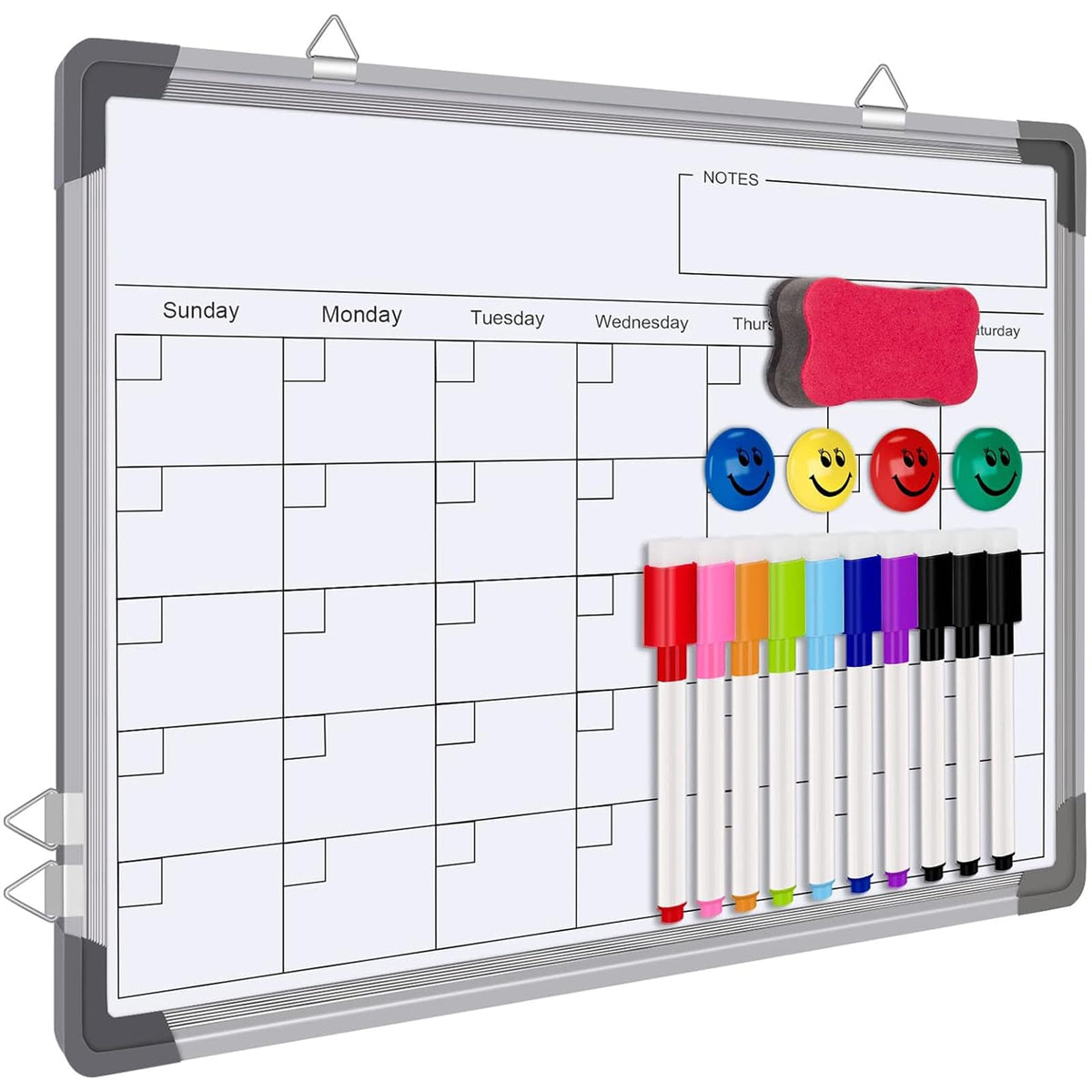 Dry Erase Calendar Whiteboard for Wall, Polegas 16" X 12" Magnetic White Board, Small Wall Monthly Double Sided Schedule Boards Student, Home, Office, Planning, Reminder, Task, List, Memo (White)