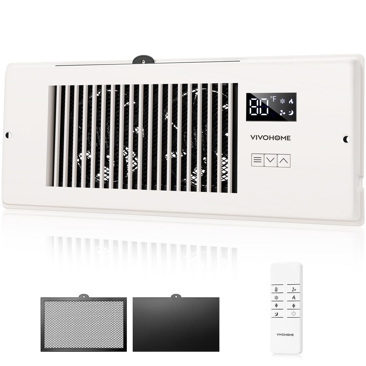 VIVOHOME Quiet Register Booster Fan with Opening 4" x 12" - Smart Thermostat, 10-Speed Control, Removable Dust-proof Mesh & Register Blocker, White