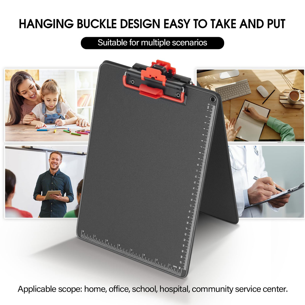 ZORVIDSON Clipboards with Pen Holder A4 Size 12.5x9 Inch Aluminum Protection Edge Clip Board for Classrooms, Offices, School, Doctor, Coaches [Upgraded Clip] (Black, 2 Pack)
