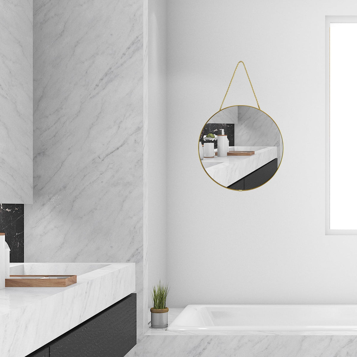 YCHMIR 11.8-inch Small Round Wall Mirror, Gold Bathroom Mirror