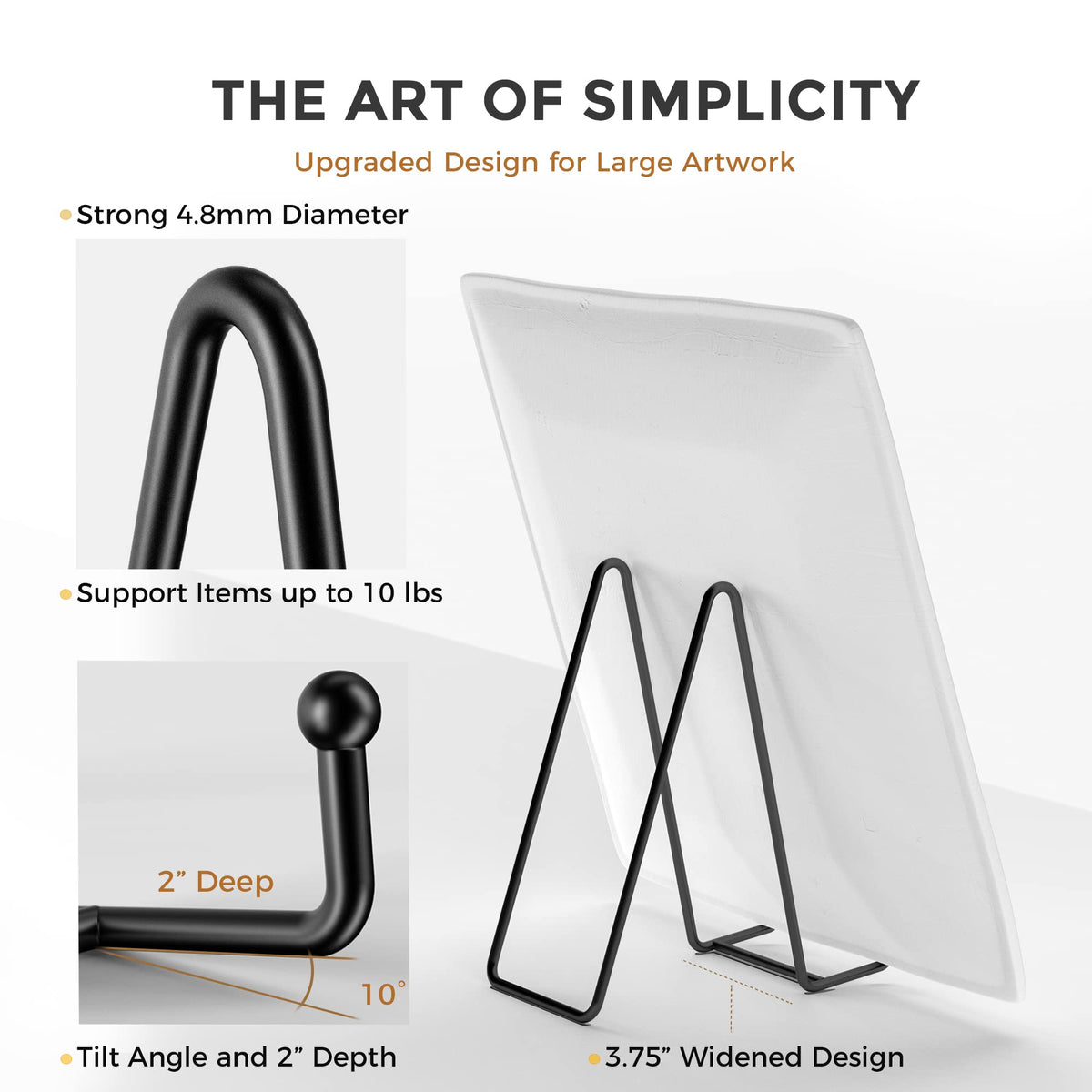 TR-LIFE 3 Pack 8 Inch Large Plate Stands for Display - Plate Holder Display Stand + Metal Frame Holder Stand for Picture, Book, Decorative Plate, Platter, Photo Easel
