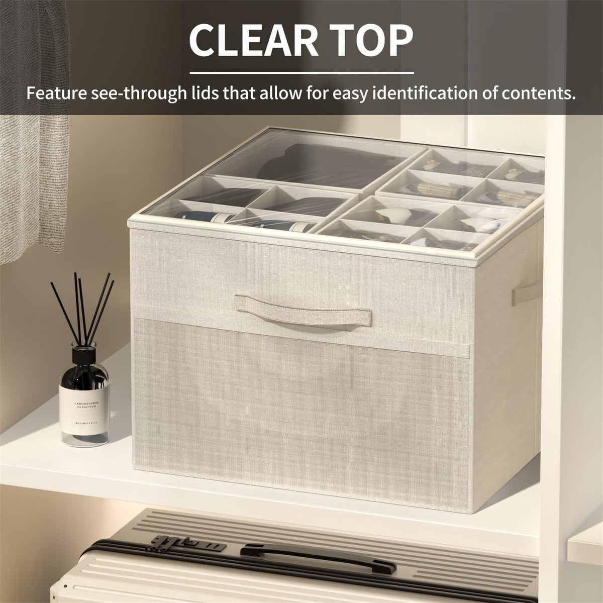 Aokeyee Shoe Organizer for Closet,2 Pack Foldable Shoe Storage Organizer Box Bin with Adjustable Dividers and Clear Cover, Fits up to 16-32 Pairs