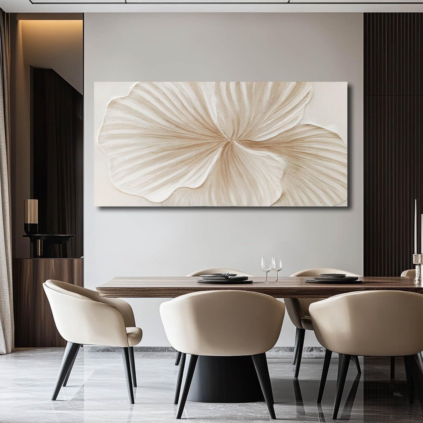 WINKAILIN White and Gold wall Art Abstract Floral Painting Modern 24x48 Artwork Minimalist Canvas for Bedroom Living Room Office Home Decoration